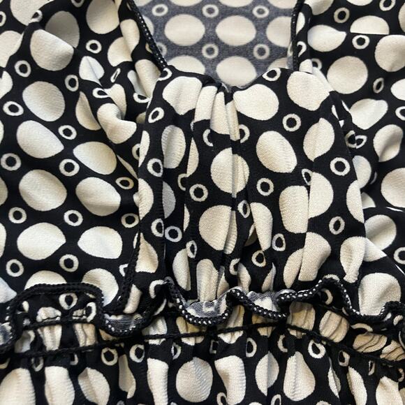 Retro Y2K dot print gathered babydoll tank top boho chic cottage coquette - Picture 3 of 9